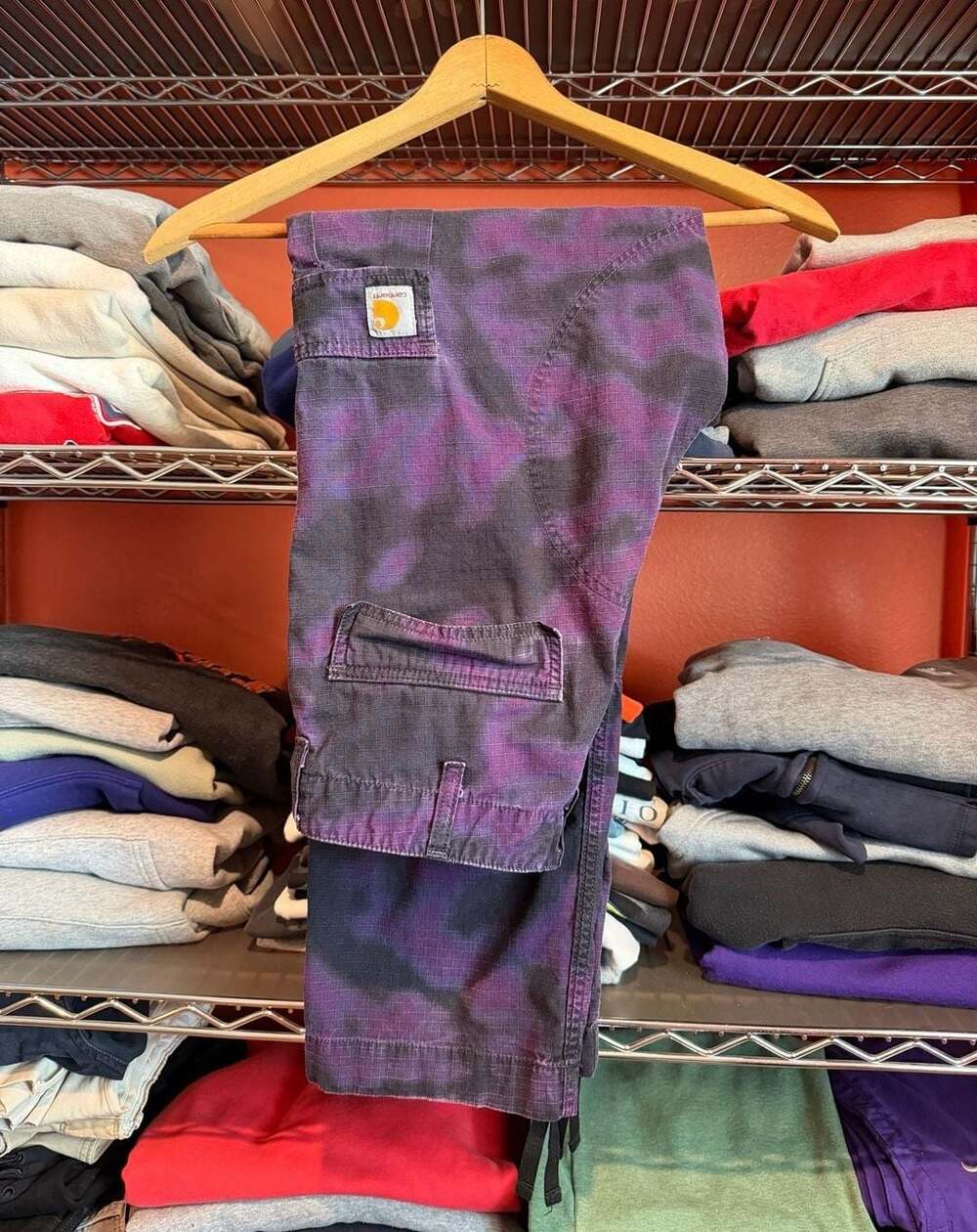 Carhartt WIP Regular Cargo Pants 30x32 Camo Blur Purple Ripstop